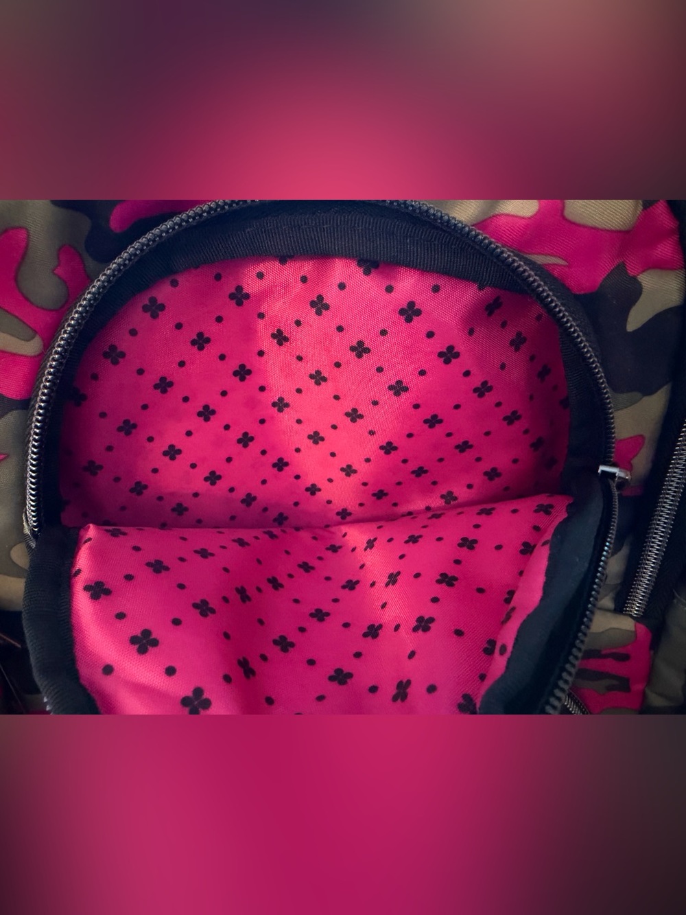 Lug Hatchback Backpack in a Camo Pink Pattern - Picture 7 of 11